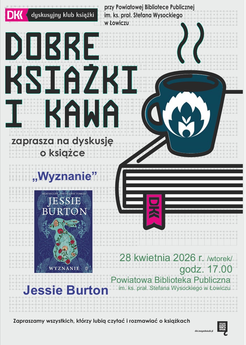 Plakat informujący o spotkaniu Dyskusyjnego Klubu Książki